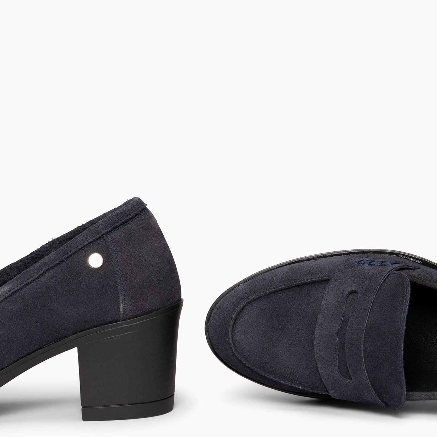 LATTÉ   -Mocasín con tacón ancho MARINO