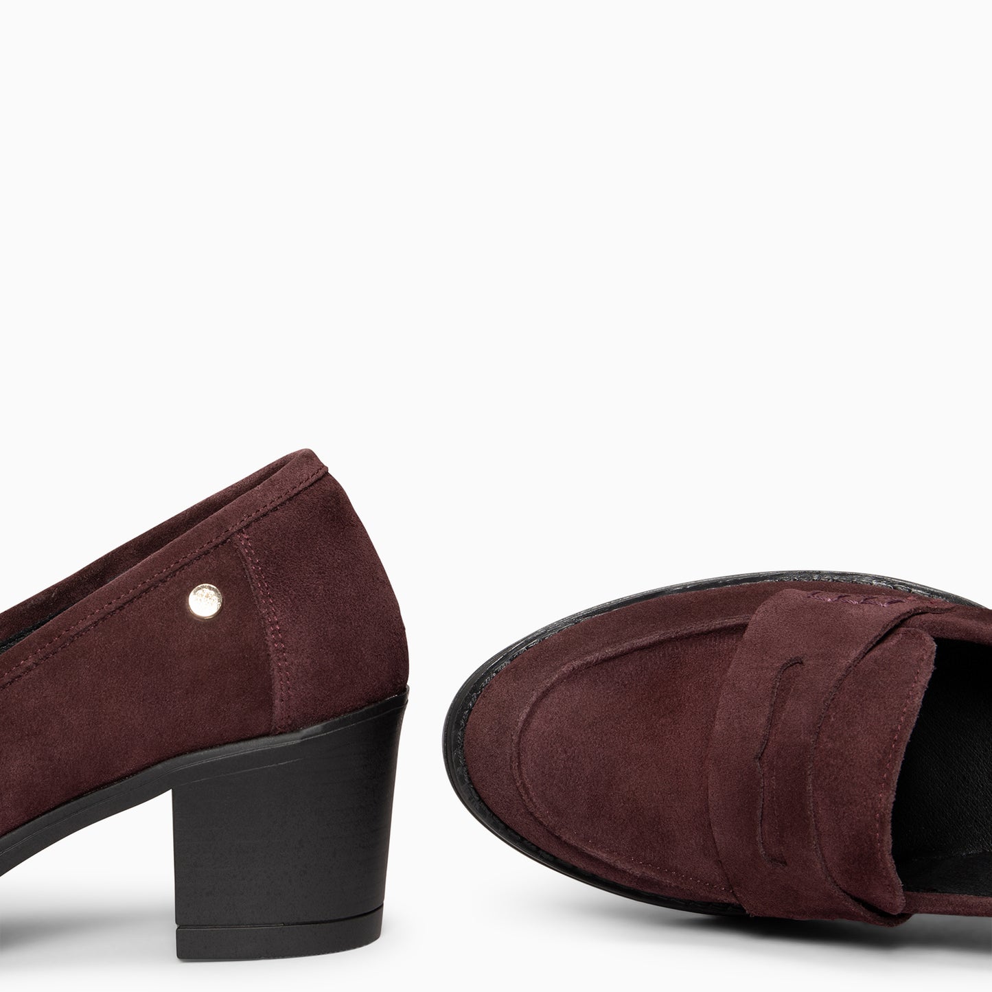 LATTÉ   -Mocasín con tacón ancho  BURDEOS