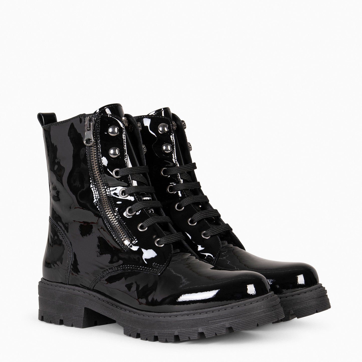 MILITAR – Botas militares de mujer NEGRO CHAROL