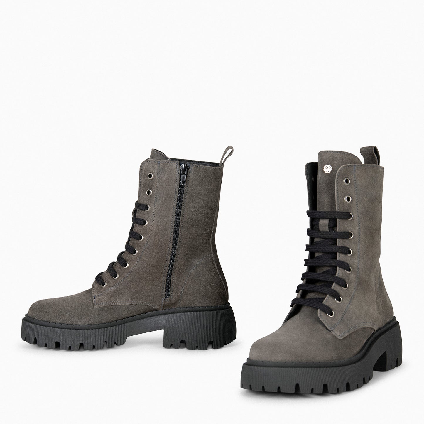 HALEN - Botas militares plataforma track GRIS