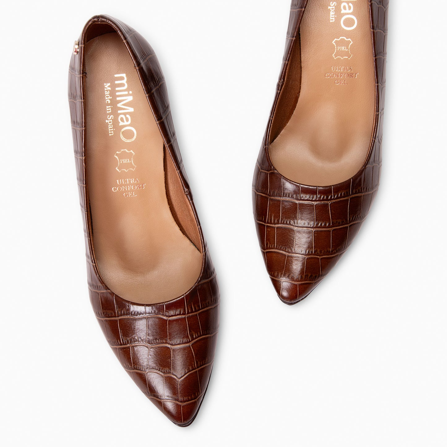 URBAN SAUVAGE - Zapatos de tacón alto con textura napa grabada en coco MARRON