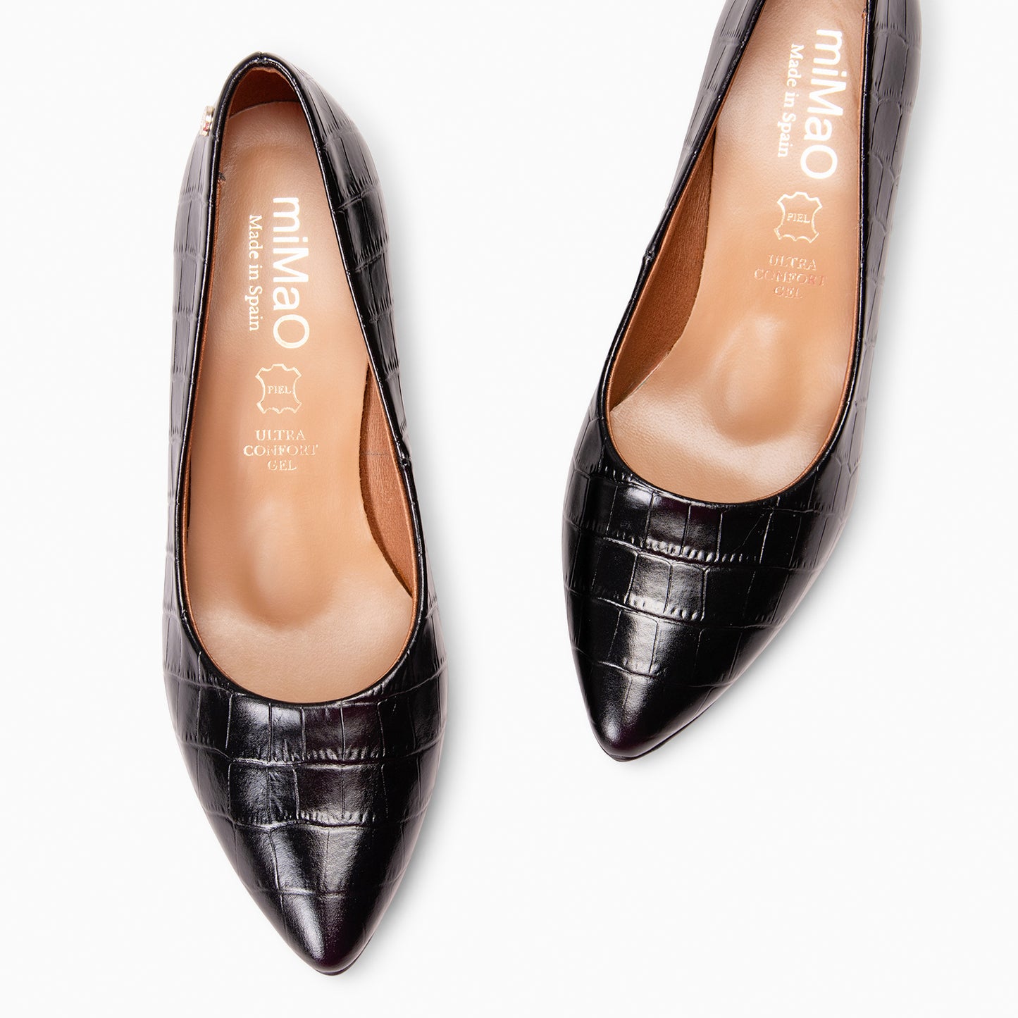 URBAN SAUVAGE - Zapatos de tacón alto con textura napa grabada en coco NEGRO