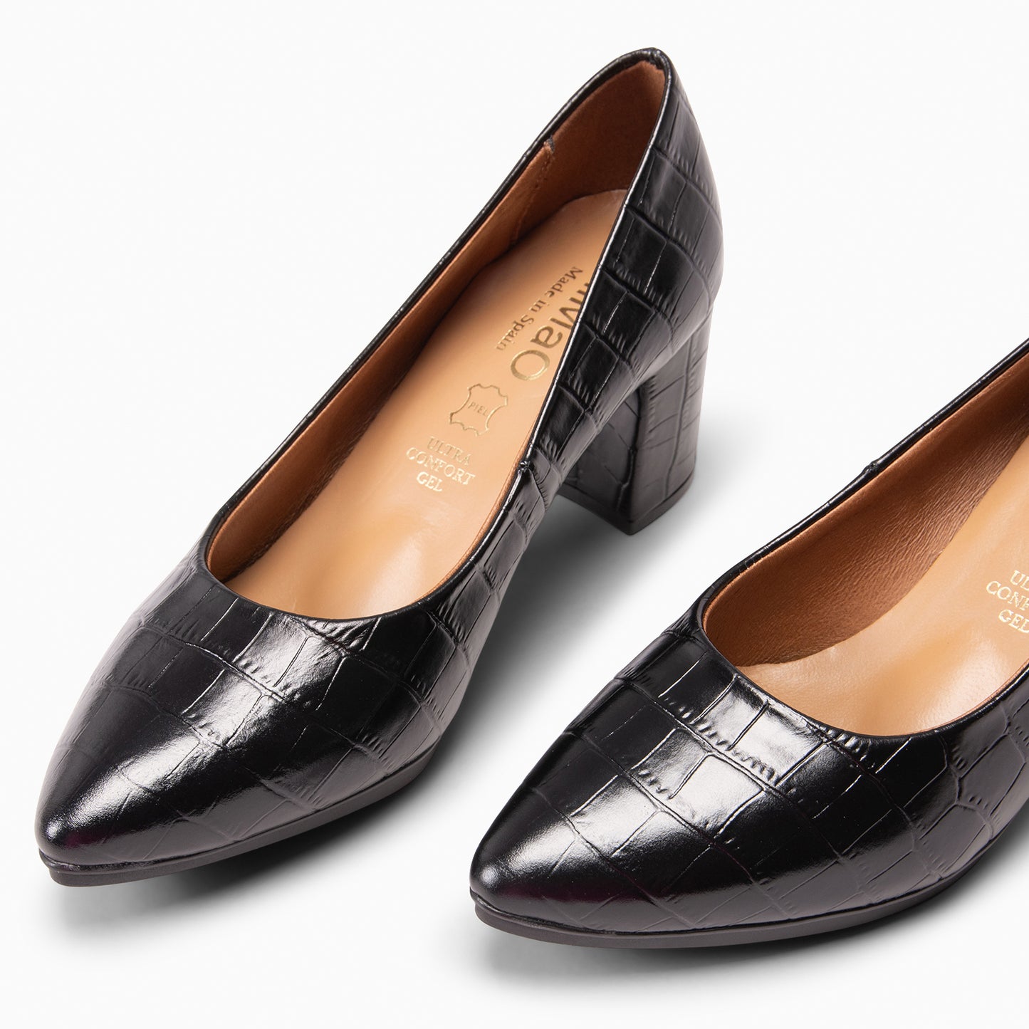 URBAN SAUVAGE - Zapatos de tacón alto con textura napa grabada en coco NEGRO