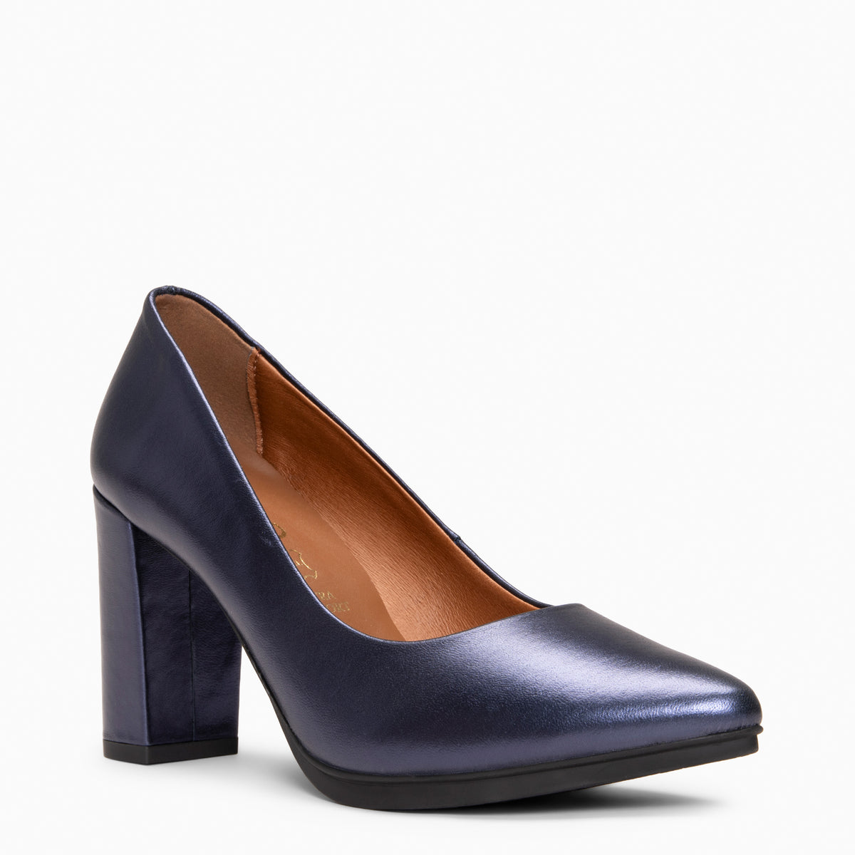 URBAN SPLASH – Zapato de tacón con piel metalizada MARINO