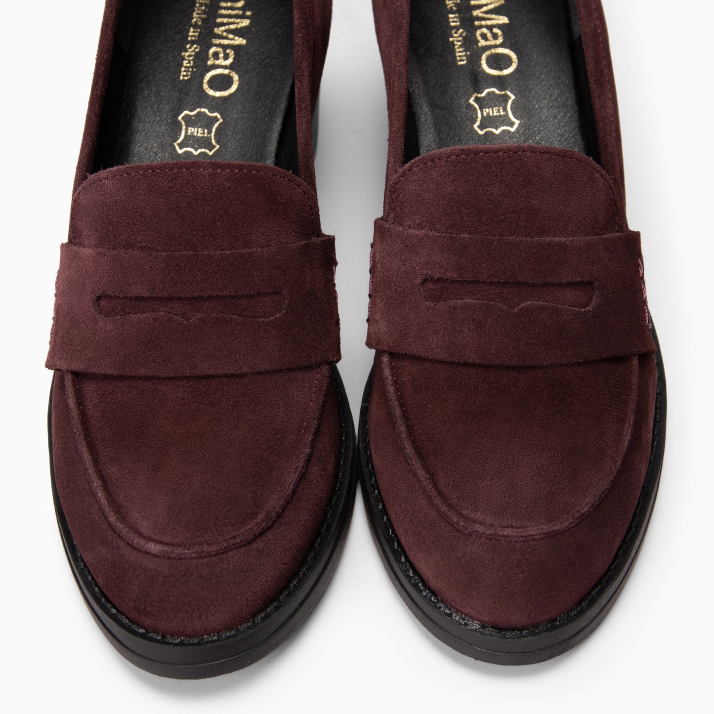 LATTÉ   -Mocasín con tacón ancho  BURDEOS