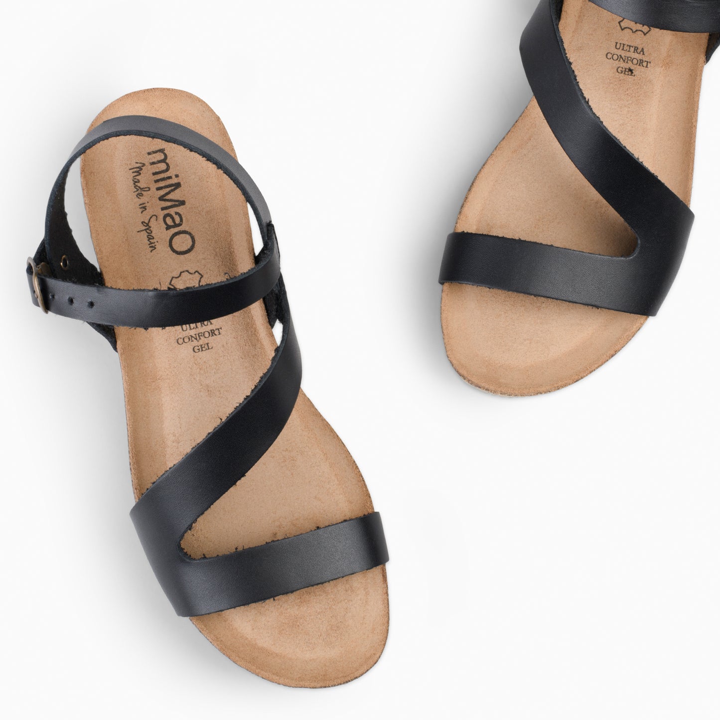 LIS – Sandalias BIO de piel de vaquetilla NEGRO