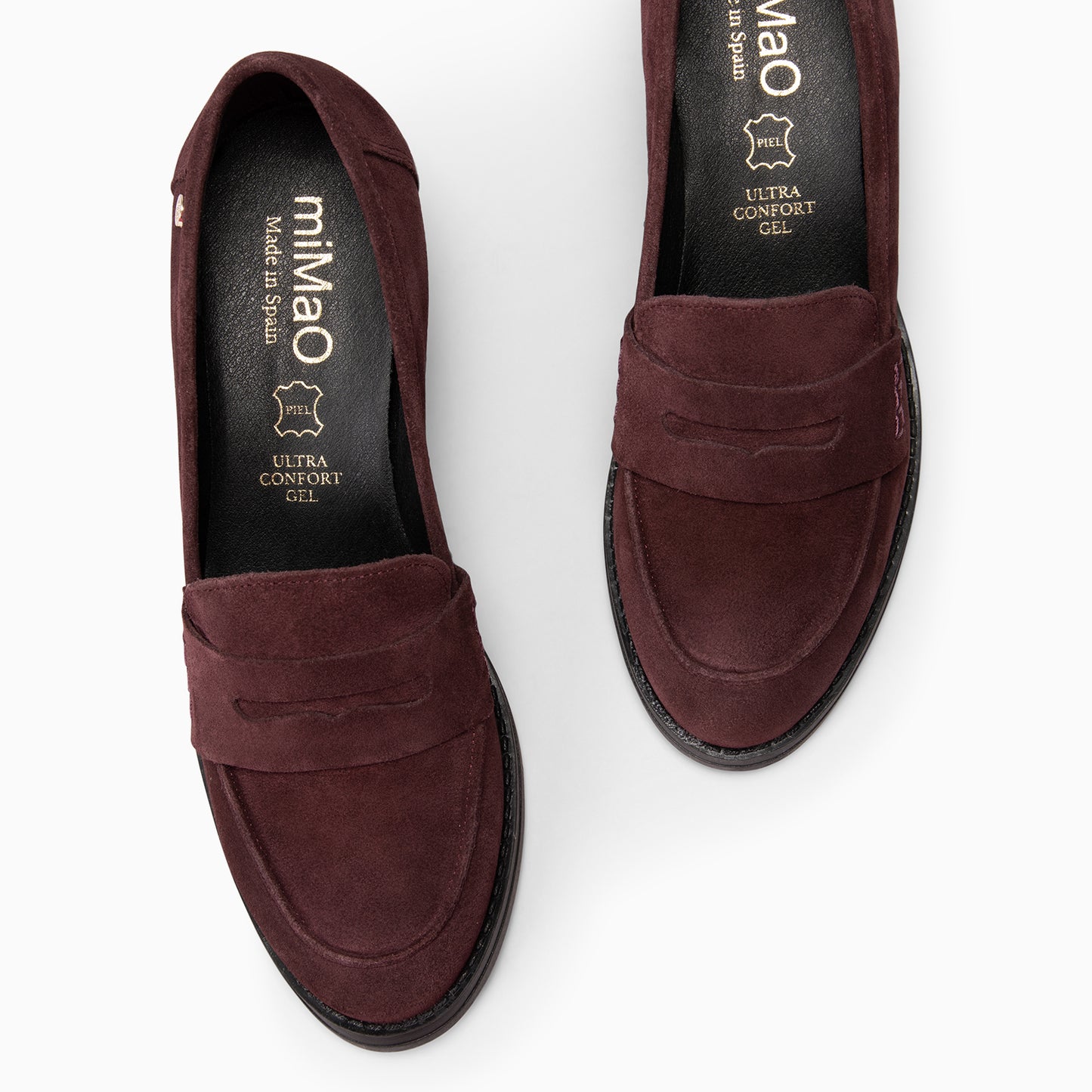 LATTÉ   -Mocasín con tacón ancho  BURDEOS