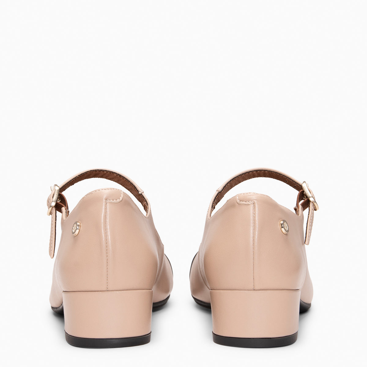 FLORA - Mercedita con tacón de piel bicolor  NUDE