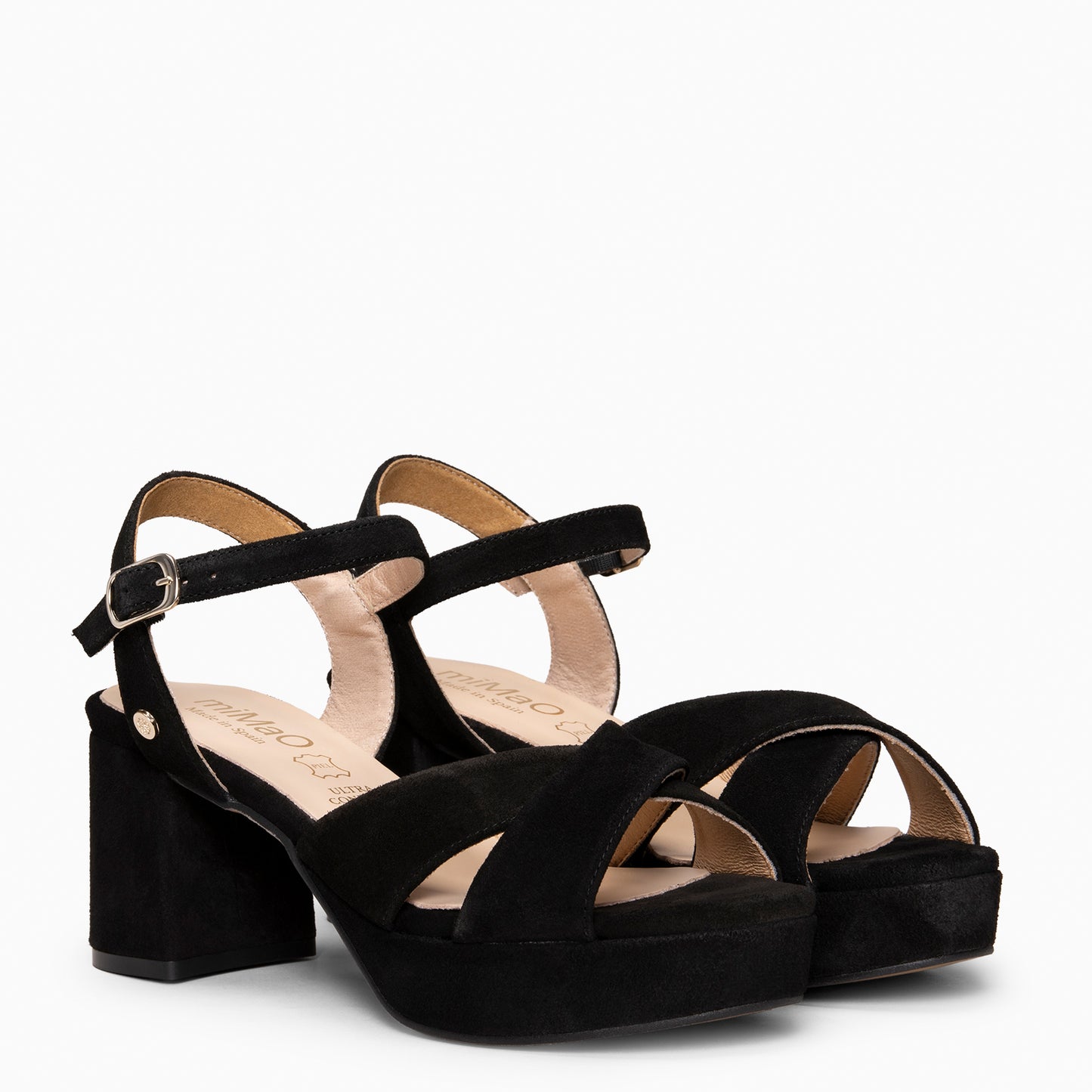 CERDEÑA - Sandalias de tacón ancho y plataforma NEGRO