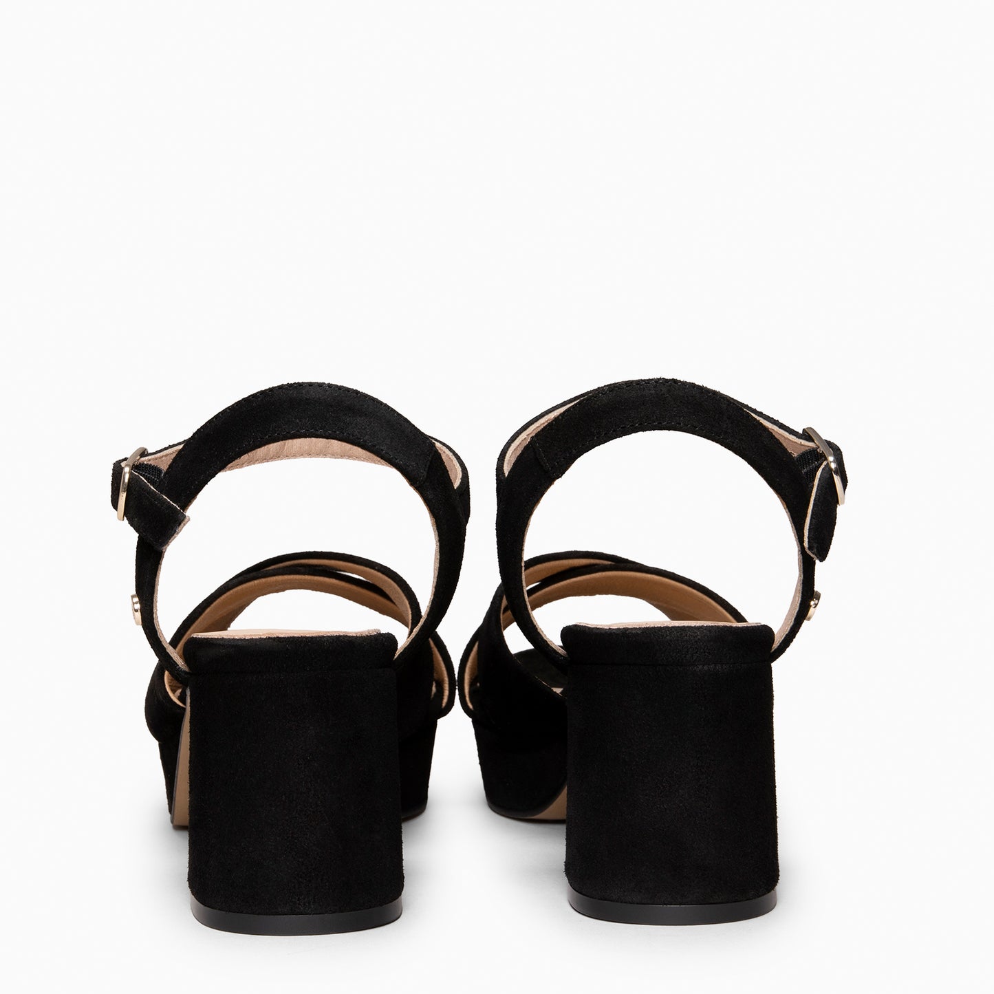 CERDEÑA - Sandalias de tacón ancho y plataforma NEGRO