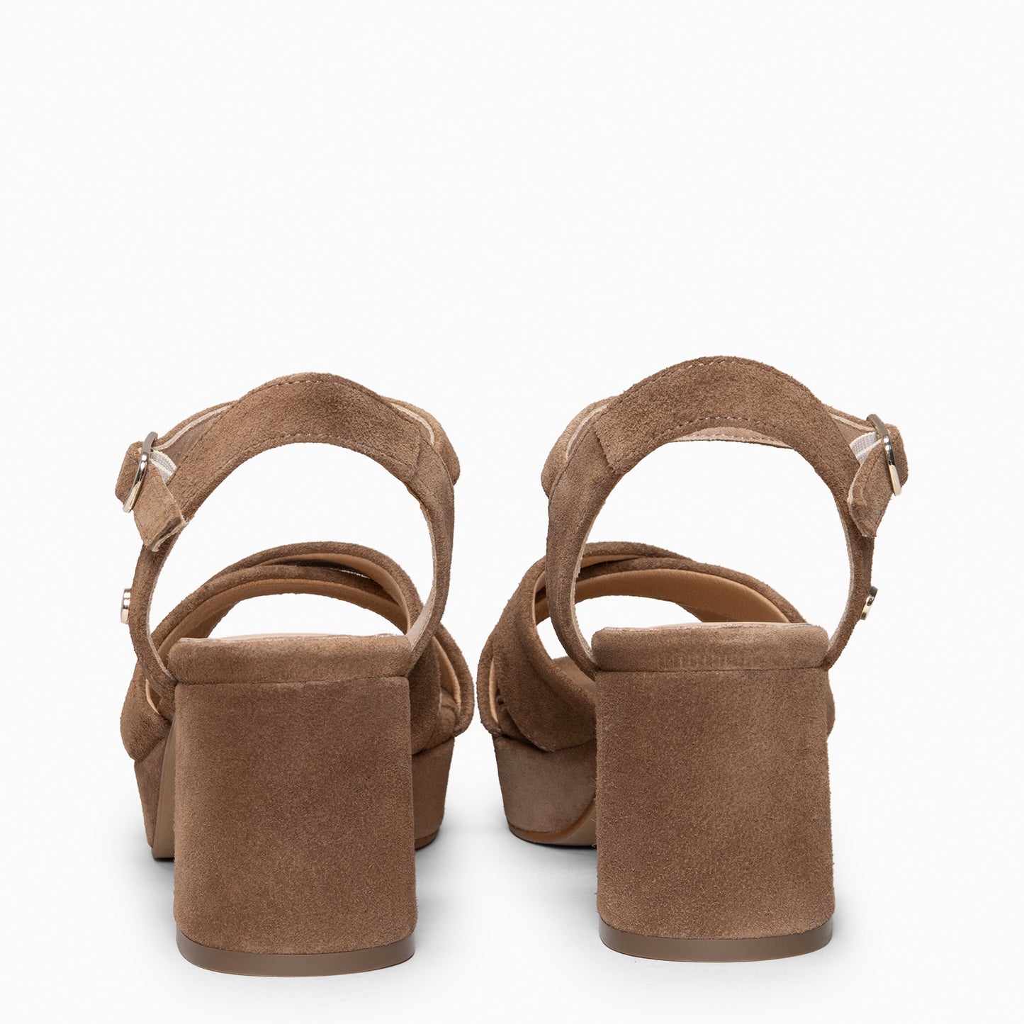 CERDEÑA - Sandalias de tacón ancho y plataforma TAUPE