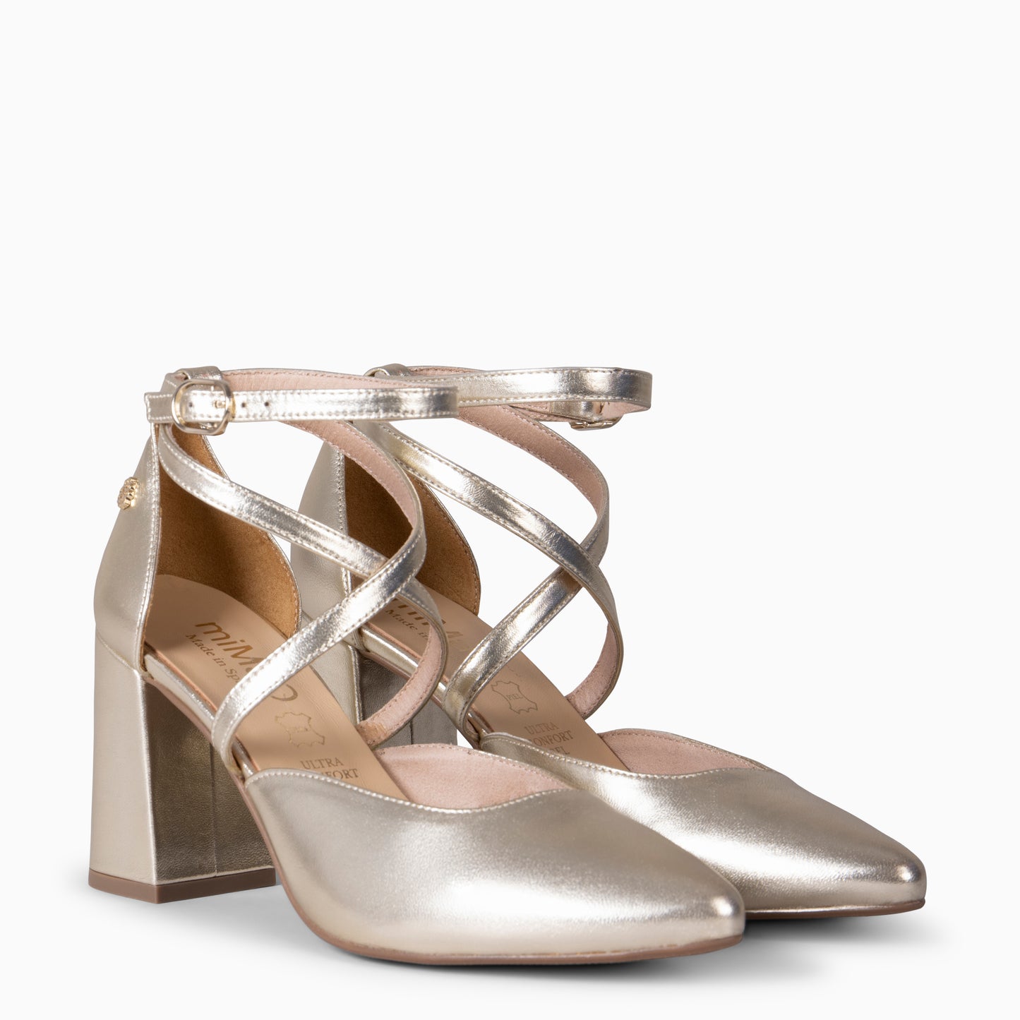 ARIEL - Zapato de tacón ancho PLATINO