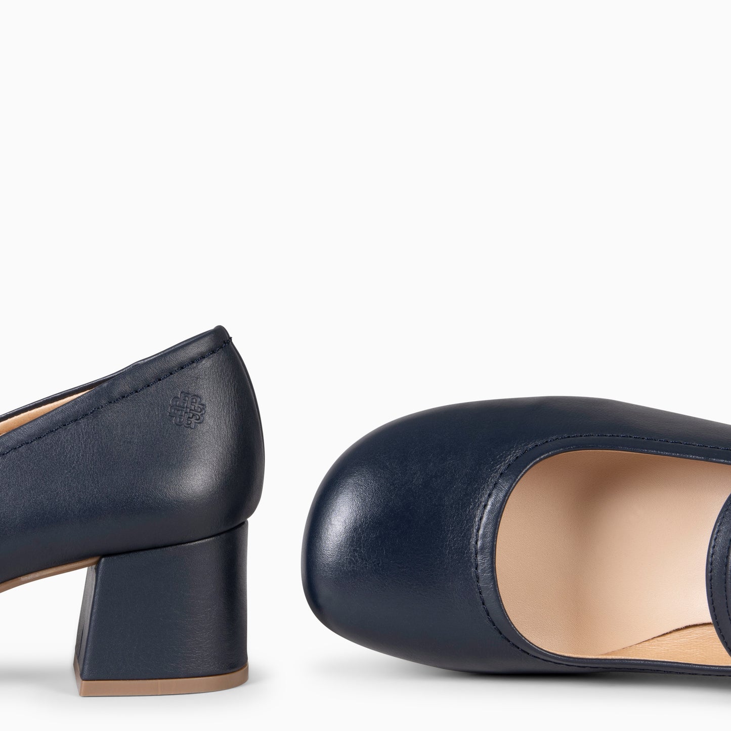 ROSALIA - Merceditas de tacón ancho de Piel MARINO