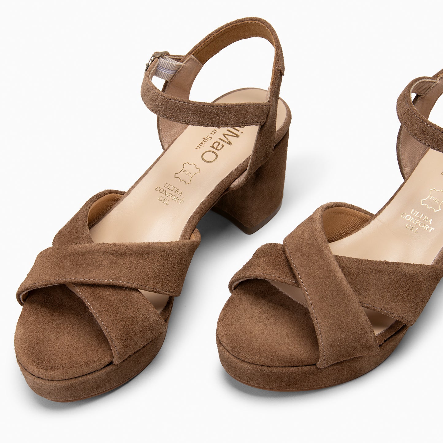 CERDEÑA - Sandalias de tacón ancho y plataforma TAUPE