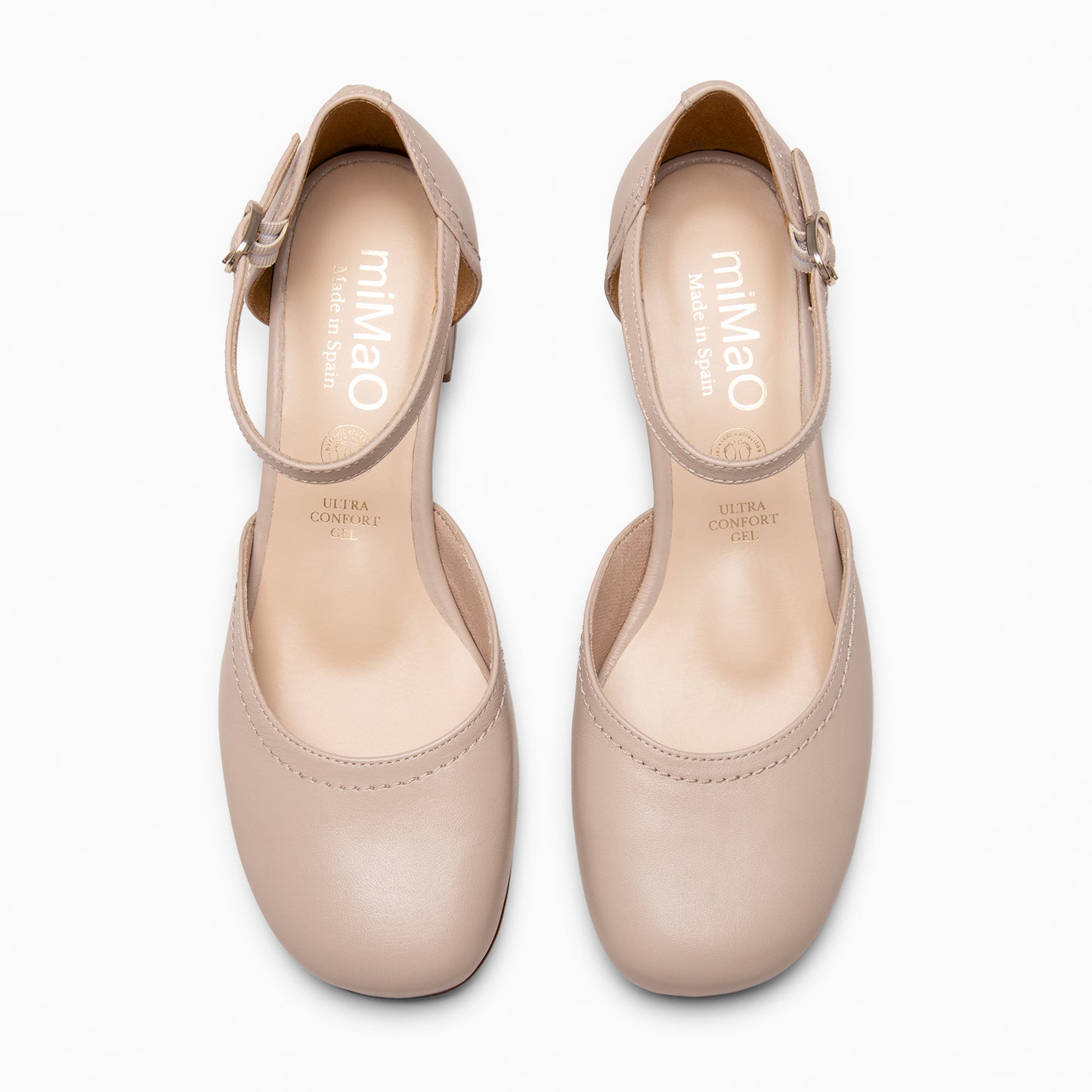 RIO - Tacones de Cuero con Correa al Tobillo BEIGE