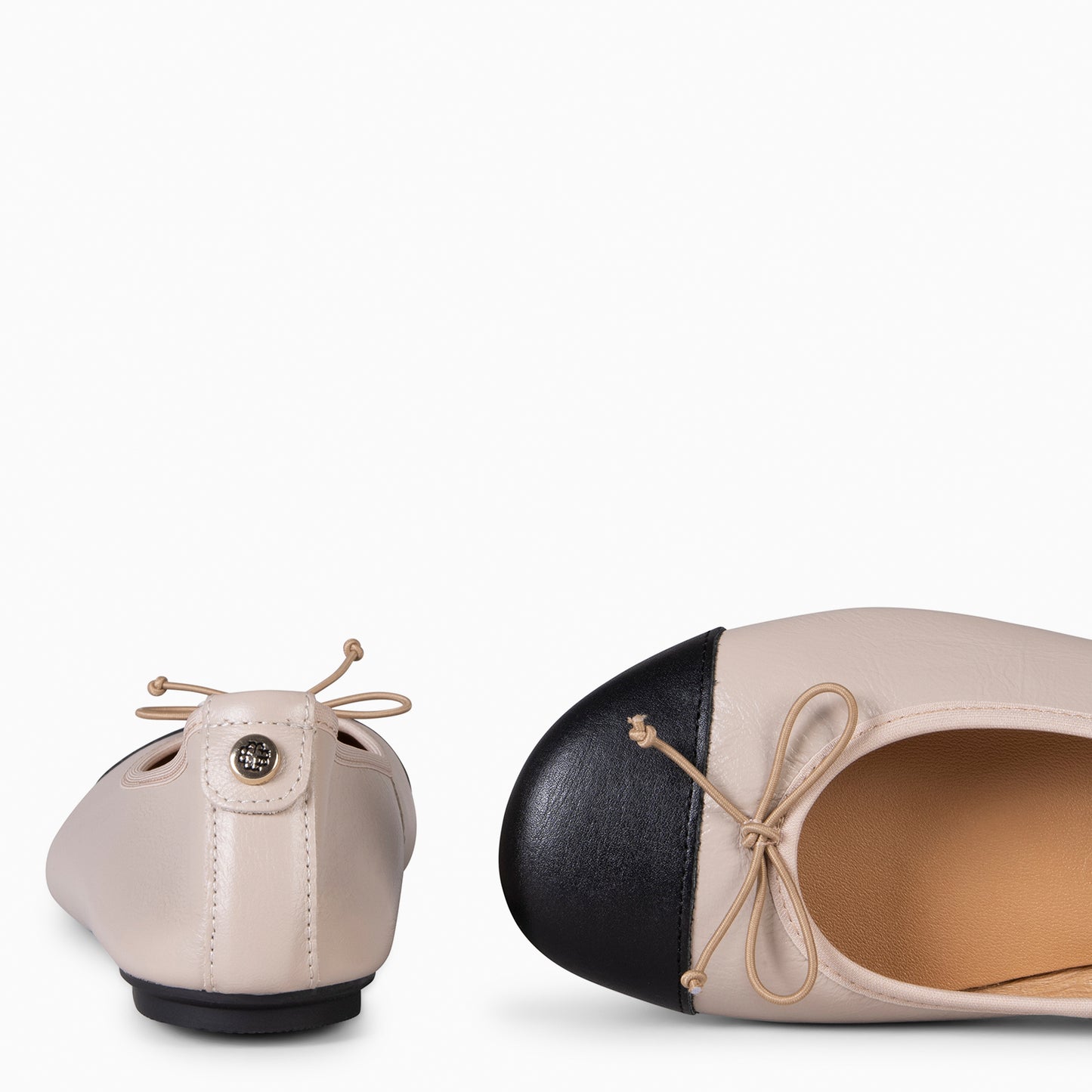 MARILYN – Bailarina bicolor ESTILO BAREFOOT BEIGE NEGRO