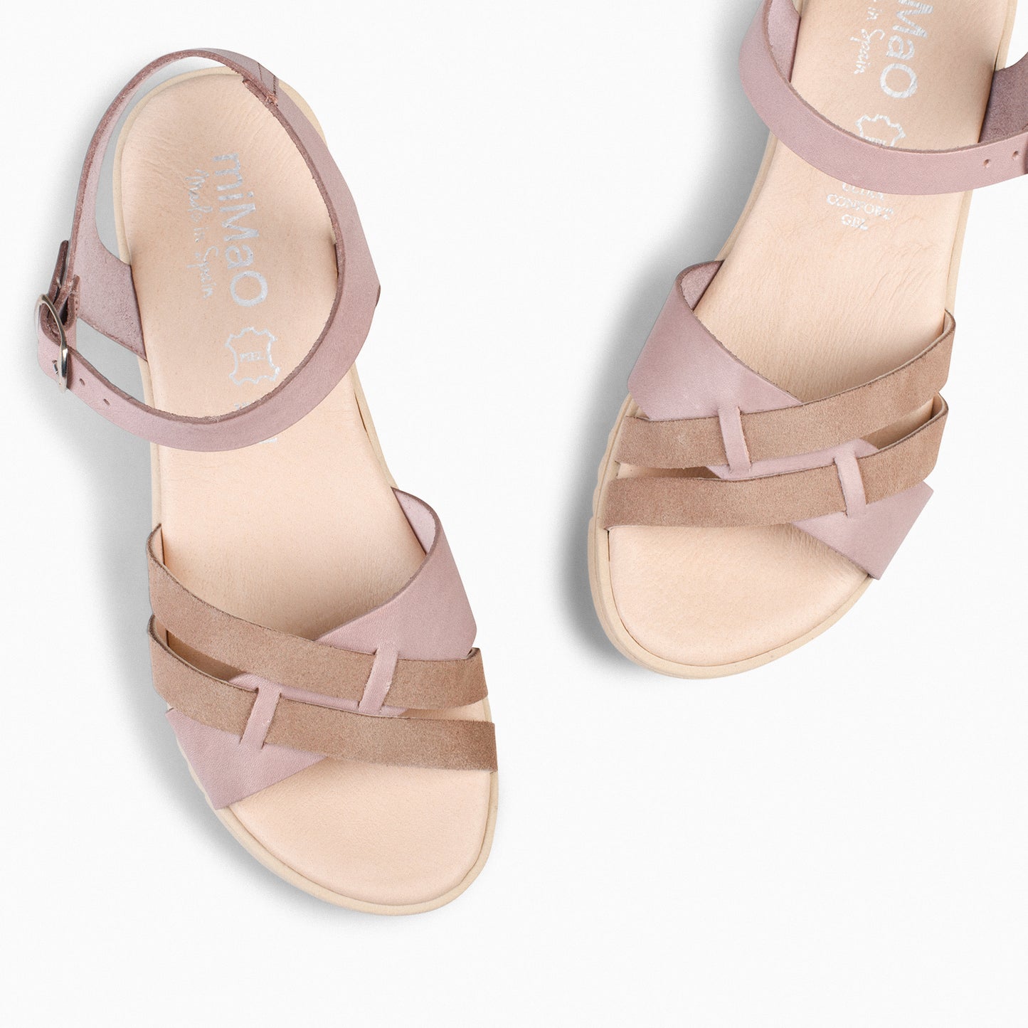 FRESH – Sandalias de piel con cuña baja NUDE