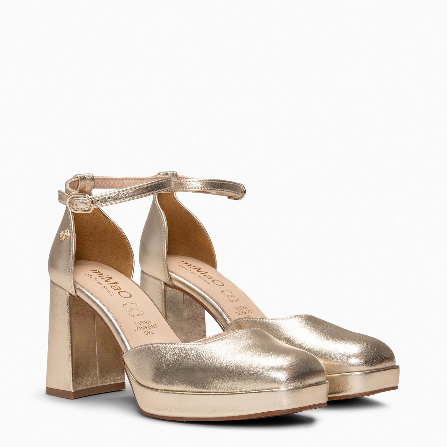 MEGAN - Zapatos con tacón ancho y plataforma PLATINO