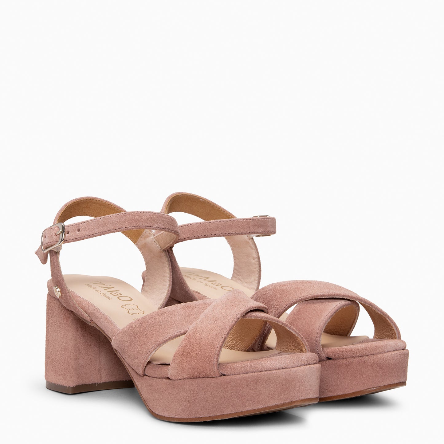 CERDEÑA - Sandalias de tacón ancho y plataforma NUDE