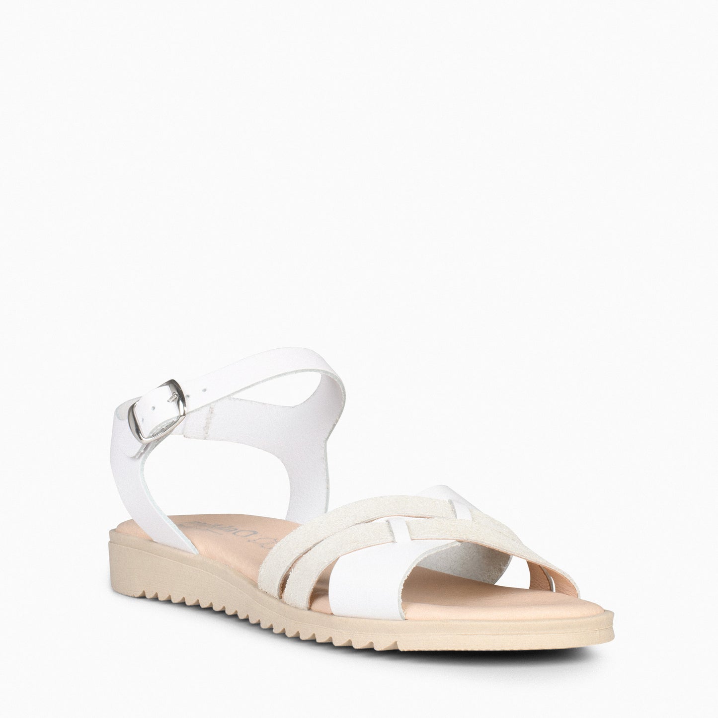 FRESH – Sandalias de piel con cuña baja BLANCO