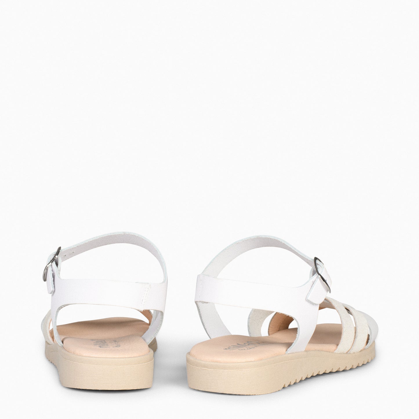 FRESH – Sandalias de piel con cuña baja BLANCO