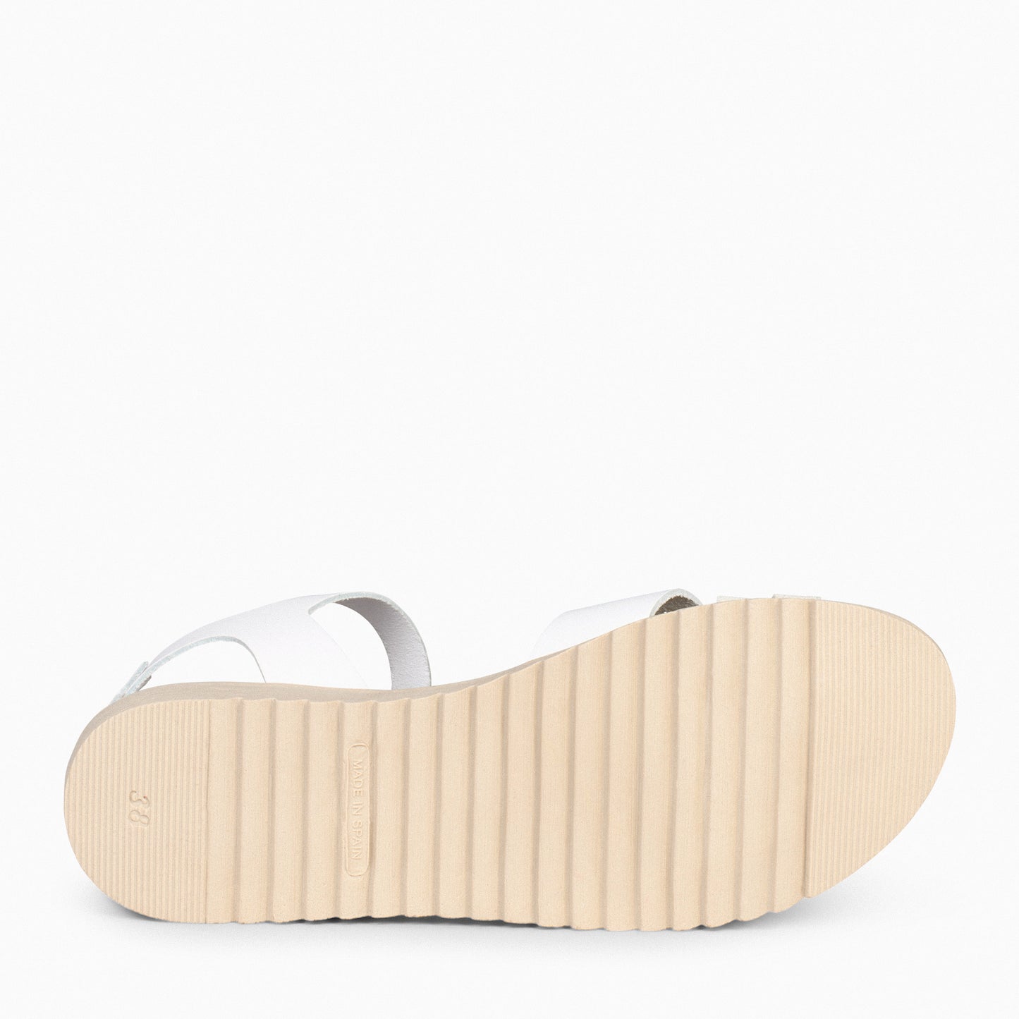 FRESH – Sandalias de piel con cuña baja BLANCO