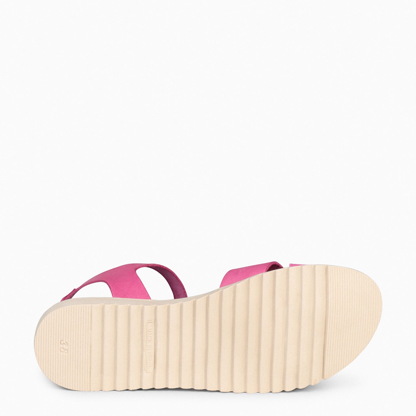 FRESH – Sandalias de piel con cuña baja FUCSIA