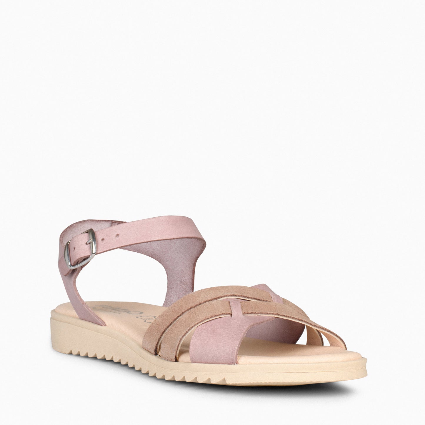 FRESH – Sandalias de piel con cuña baja NUDE