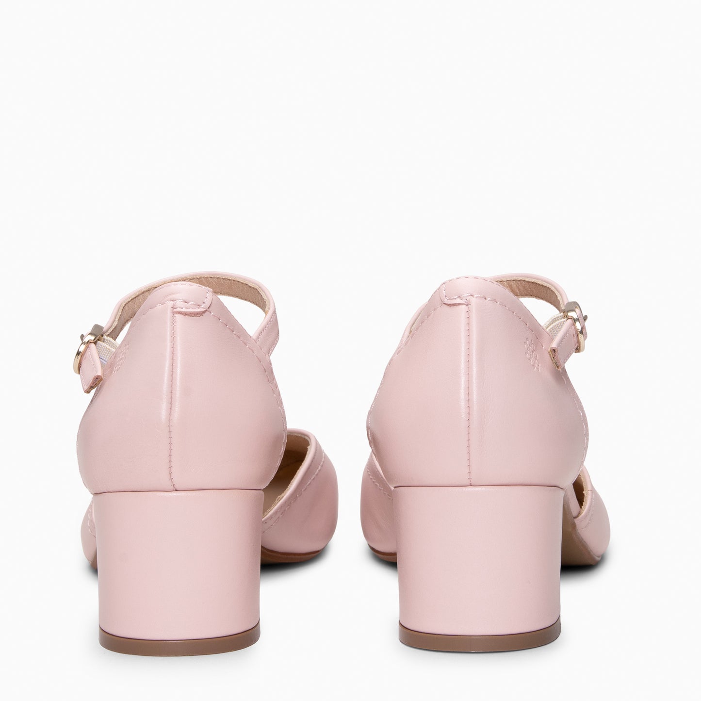 RIO - Tacones de Cuero con Correa al Tobillo ROSA