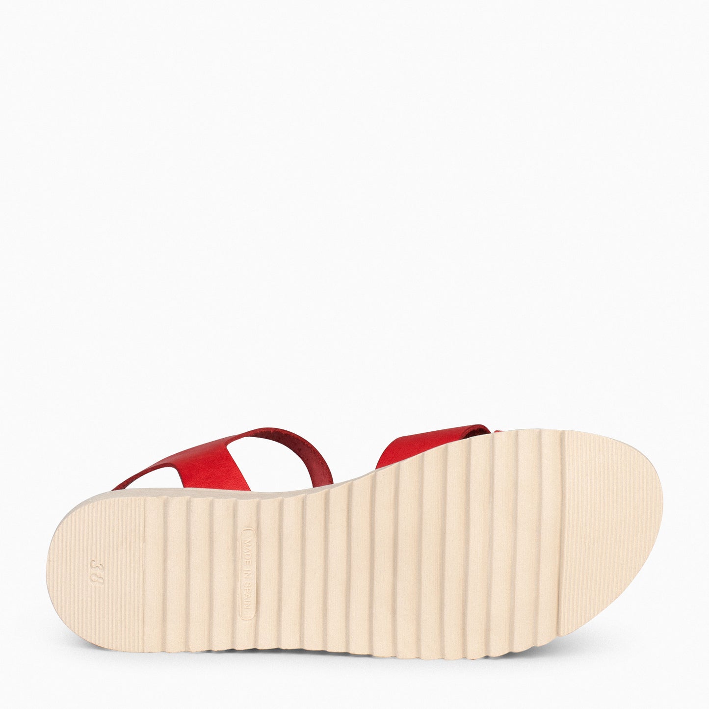 FRESH – Sandalias de piel con cuña baja ROJO