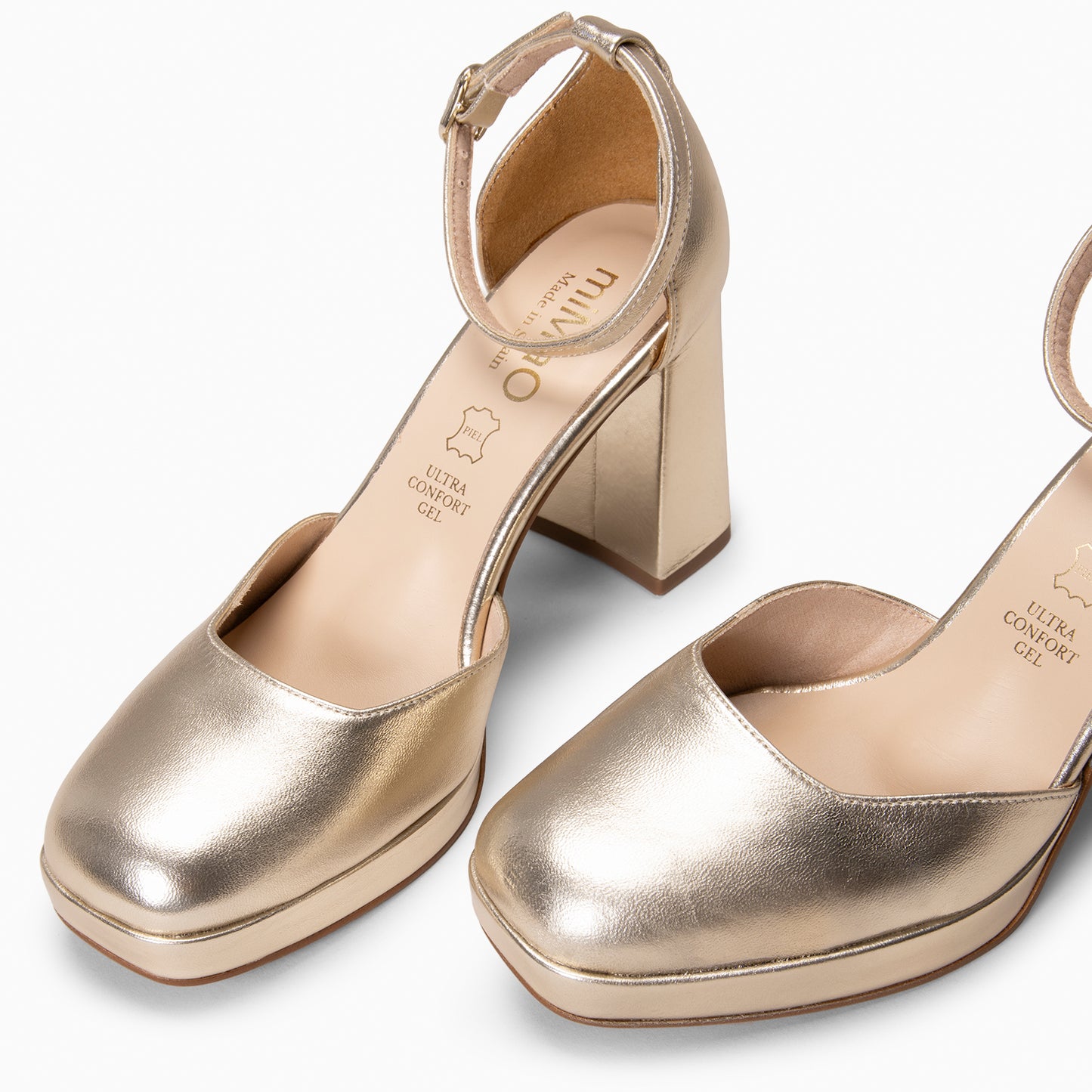 MEGAN - Zapatos con tacón ancho y plataforma PLATINO