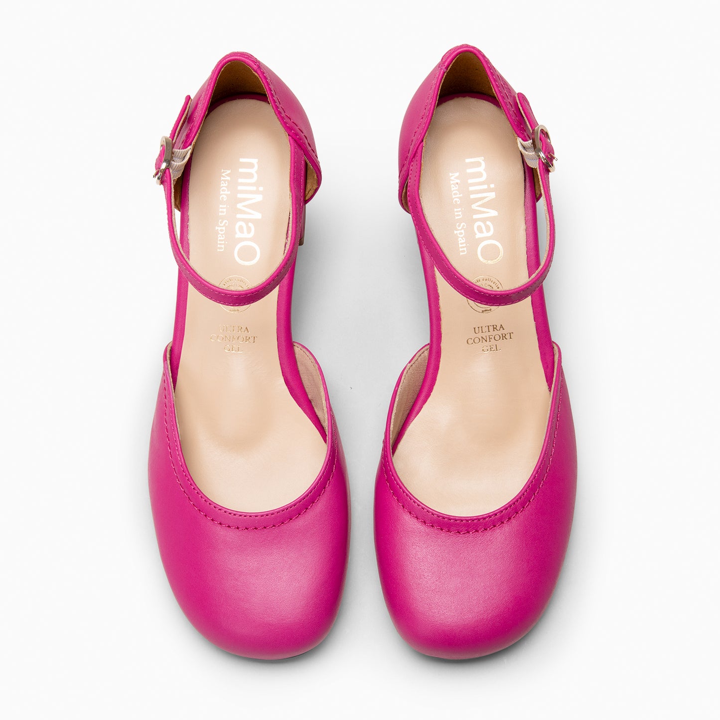 RIO - Tacones de Cuero con Correa al Tobillo FUCSIA