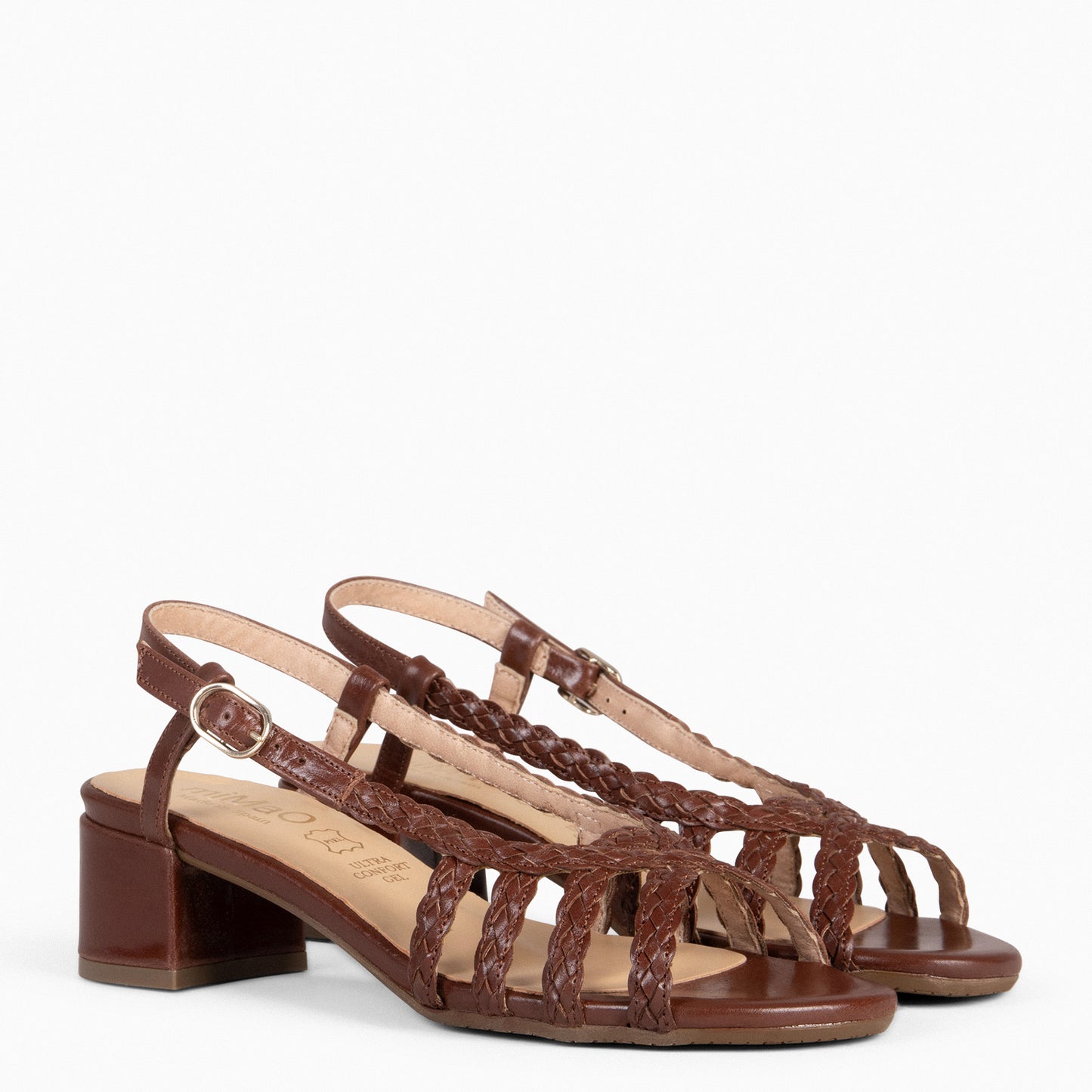 LINA - Sandalias de tacón ancho CUERO