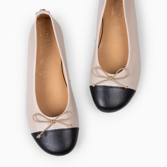 MARILYN – Bailarina bicolor ESTILO BAREFOOT BEIGE NEGRO