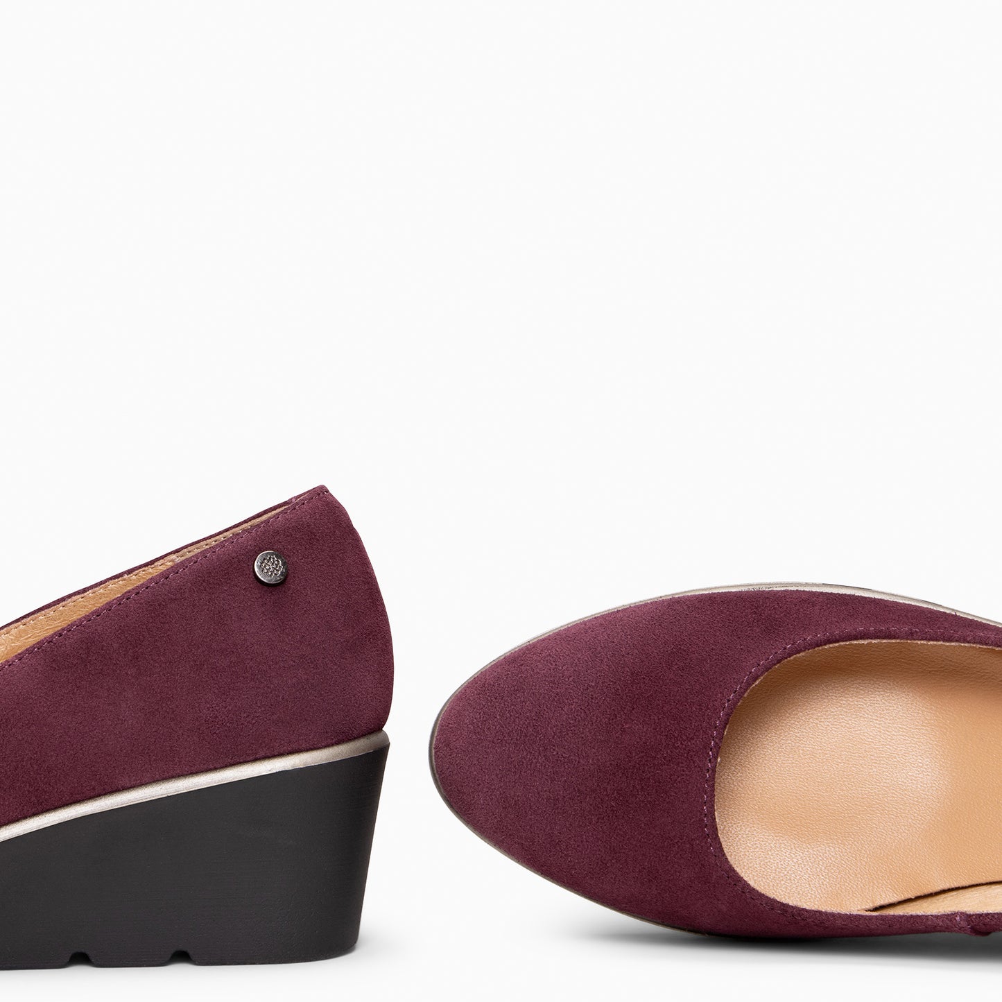 IRIS - Bailarina con cuña de piel de serraje  BURDEOS