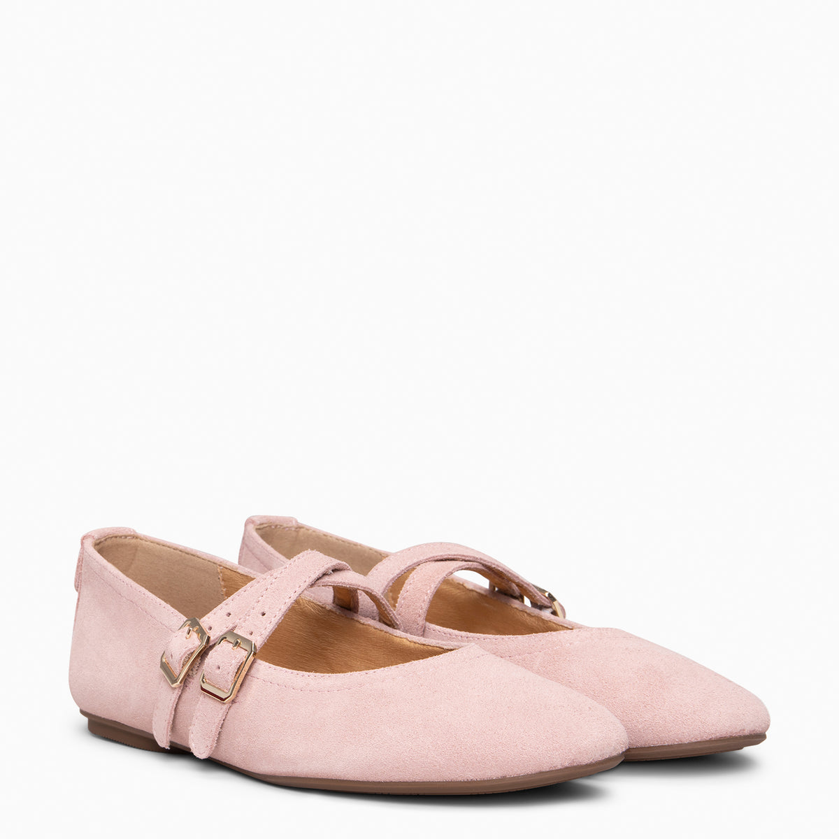 AMAPOLA - Bailarina con tiras cruzadas de ante  NUDE