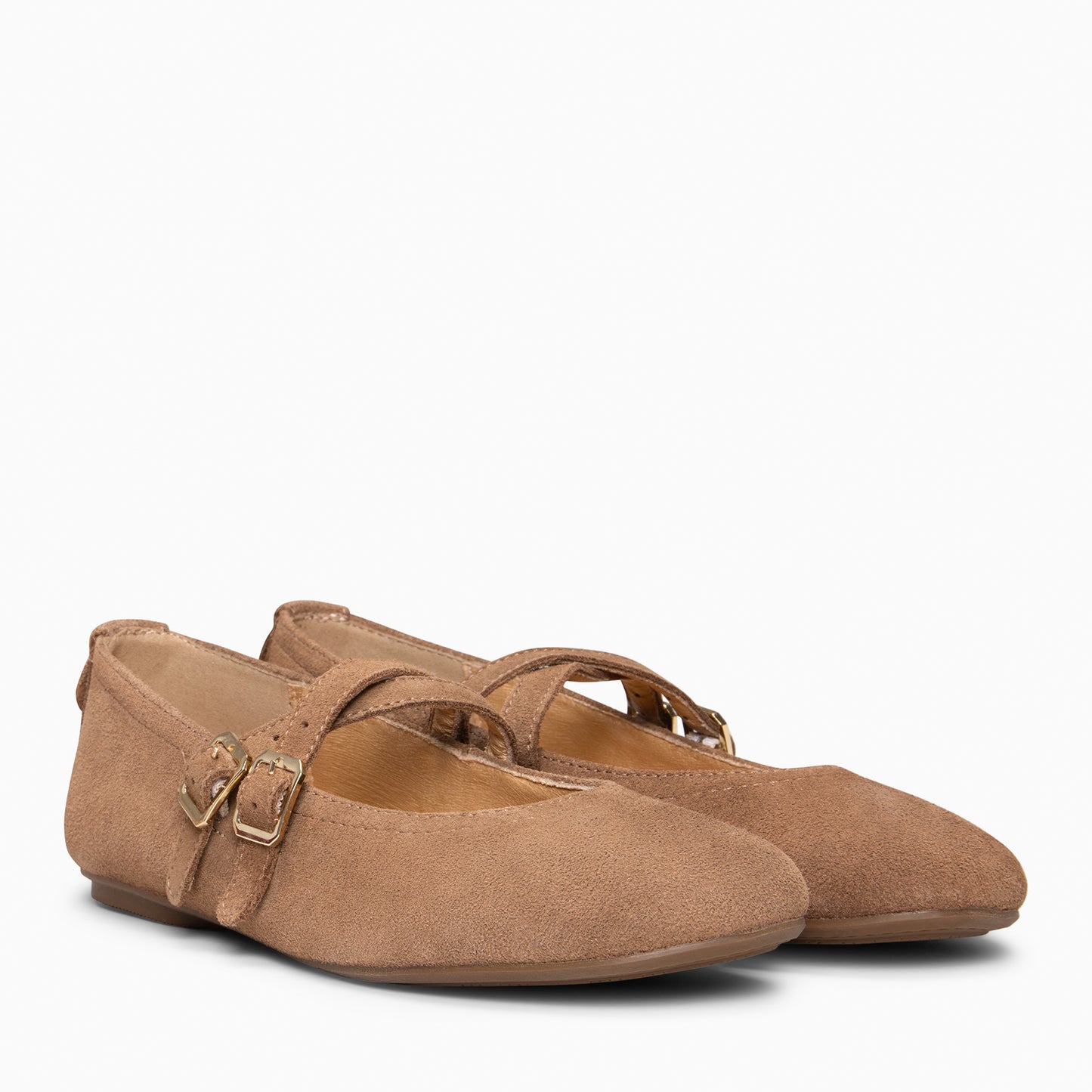 AMAPOLA -  Bailarina con tiras cruzadas de ante TAUPE