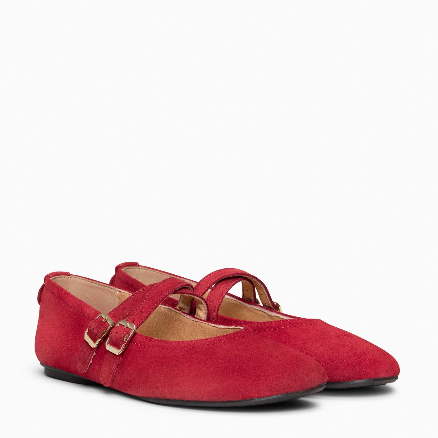 AMAPOLA -Bailarina con tiras cruzadas de ante BURDEOS