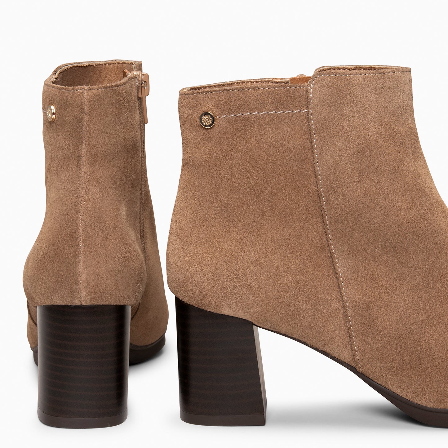 CITY - Botines de tacón ancho y punta fina TAUPE