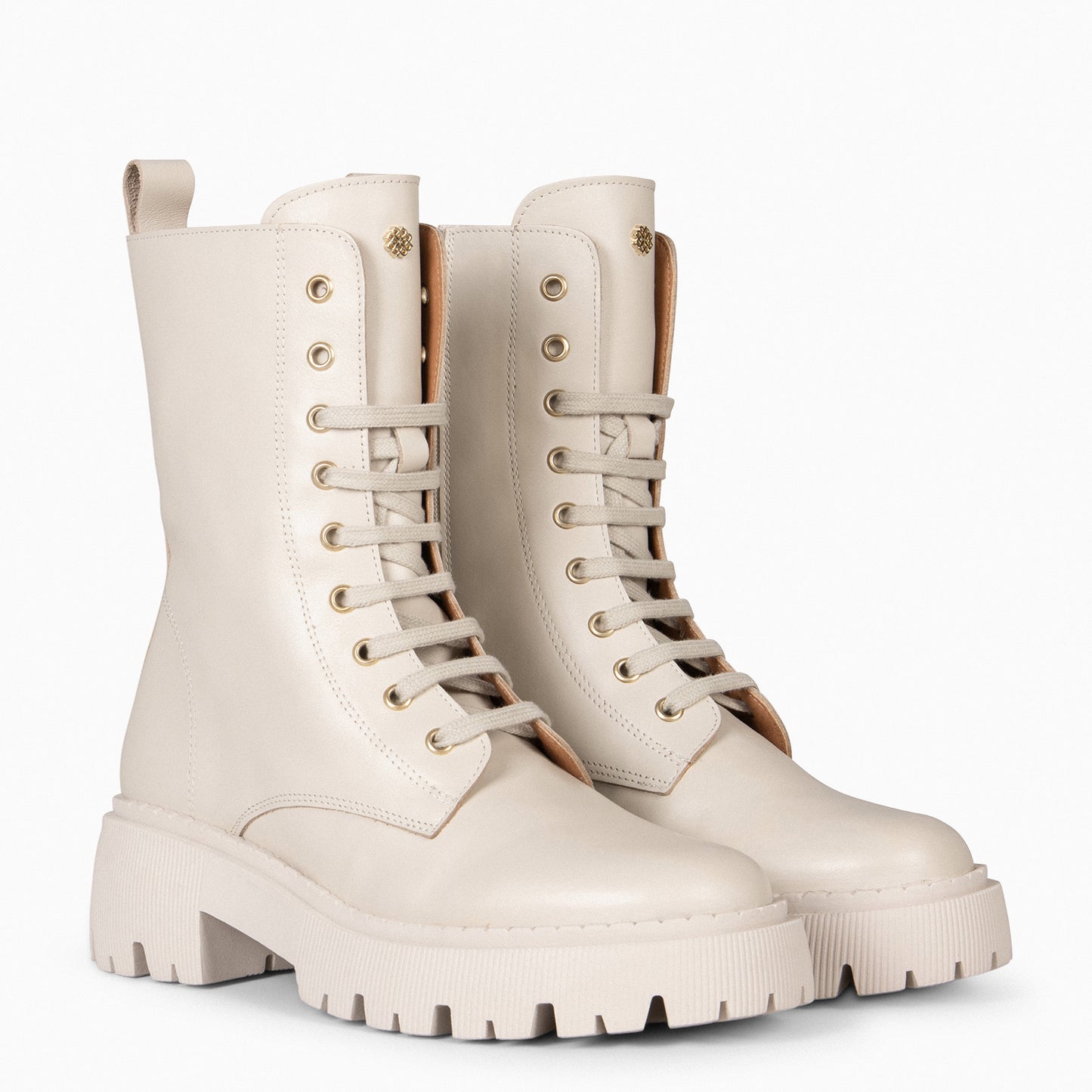 HALEN - Bottes militaires à plateforme track BEIGE