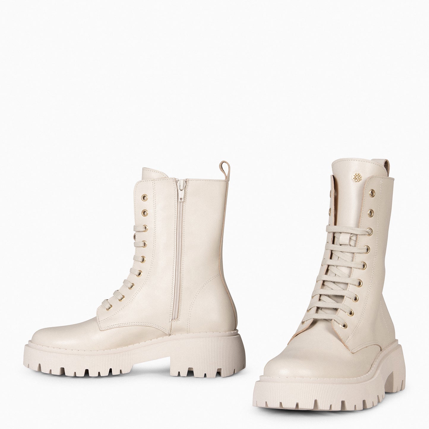 HALEN - Bottes militaires à plateforme track BEIGE