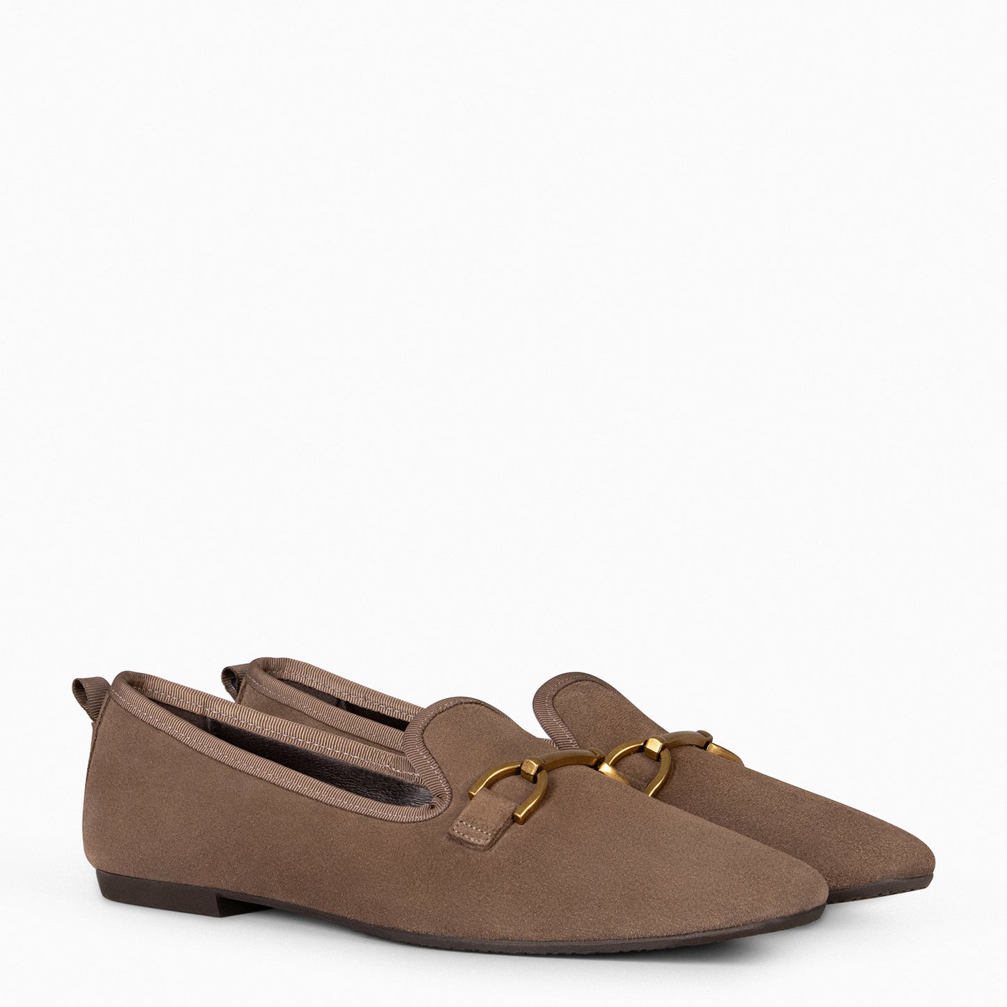 SLIPPER – Mocassins TAUPE de salto baixo