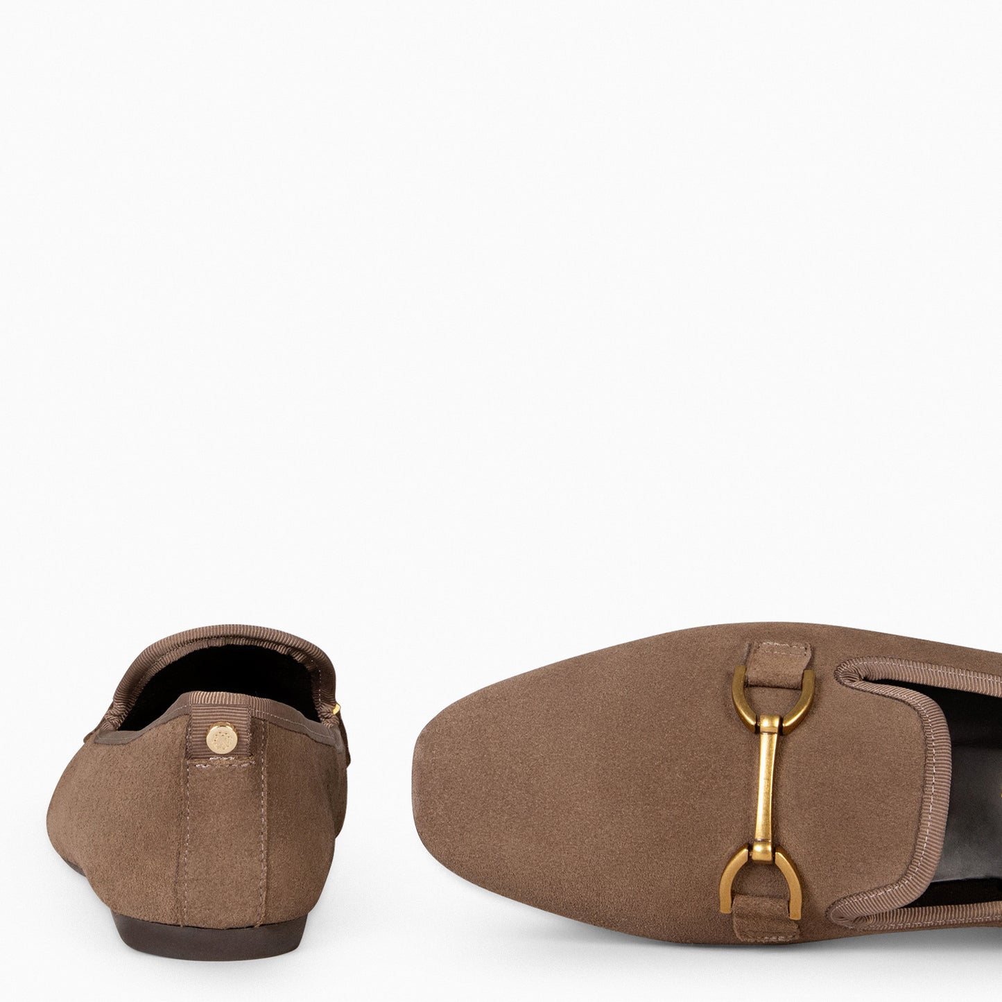 SLIPPER – Mocassins TAUPE de salto baixo