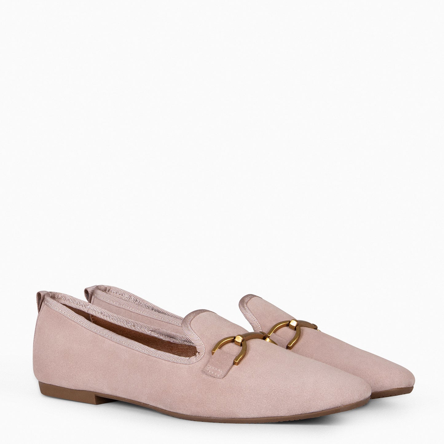 SLIPPER – Mocassins NUDE de salto baixo