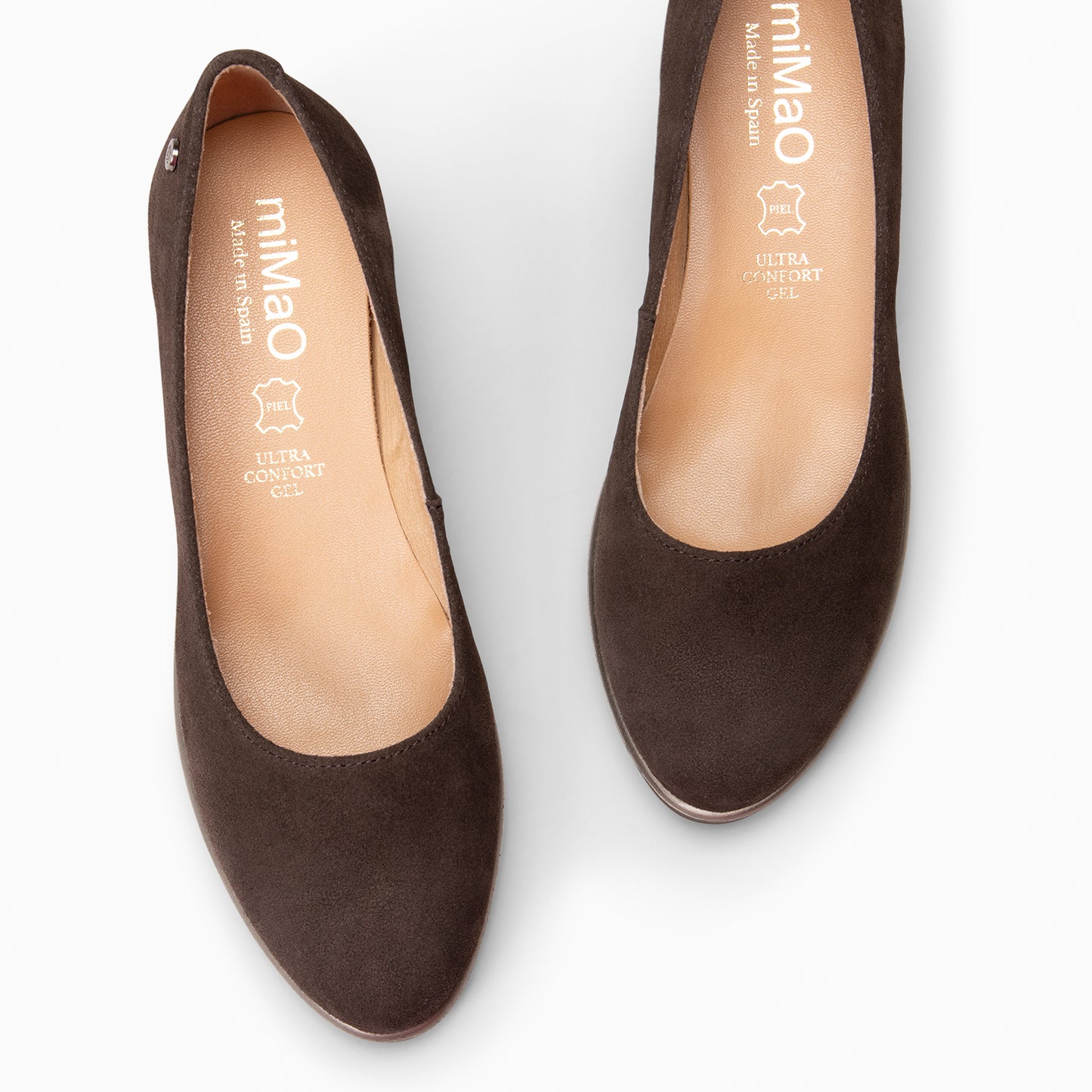 IRIS - Bailarina con cuña de piel de serraje MARRON