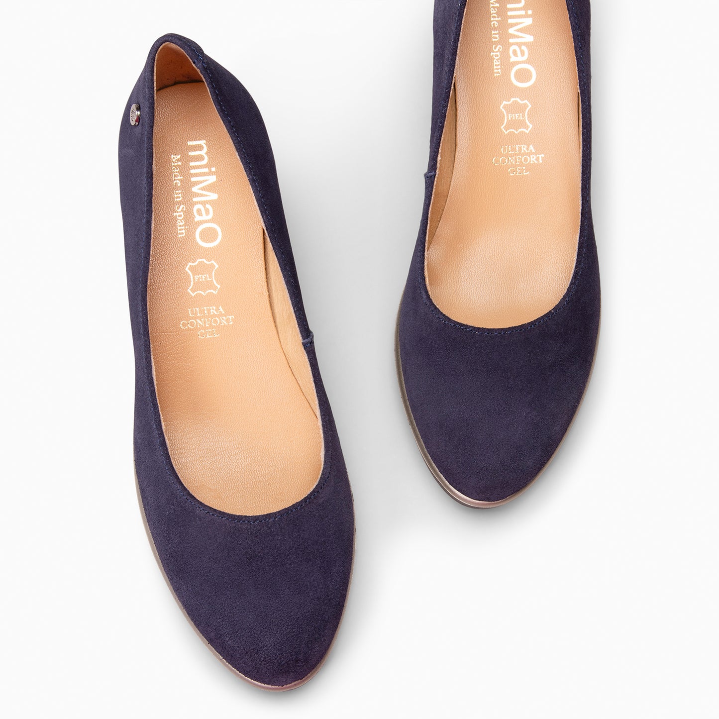 IRIS - Bailarina con cuña de piel de serraje  MARINO