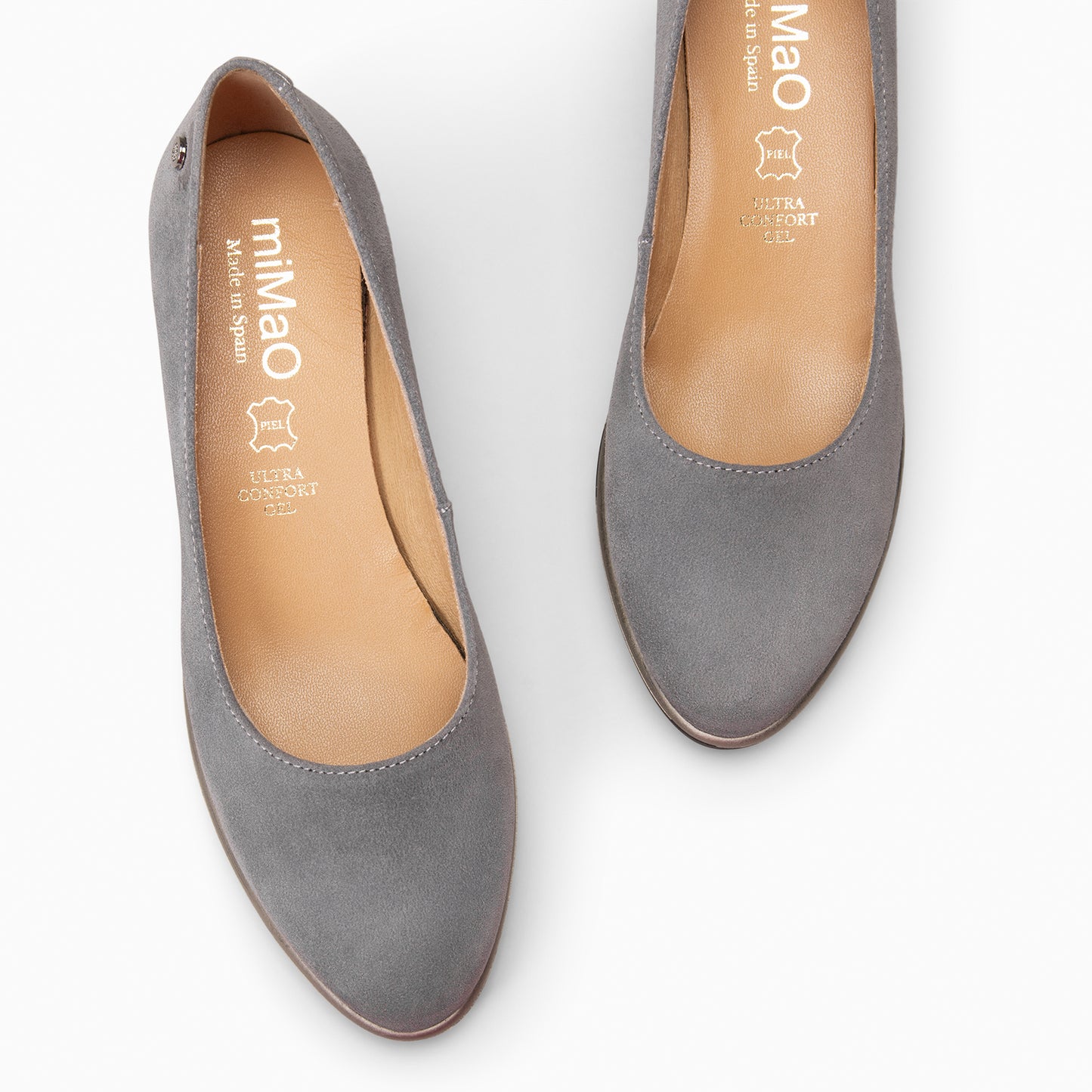 IRIS - Bailarina con cuña de piel de serraje  GRIS