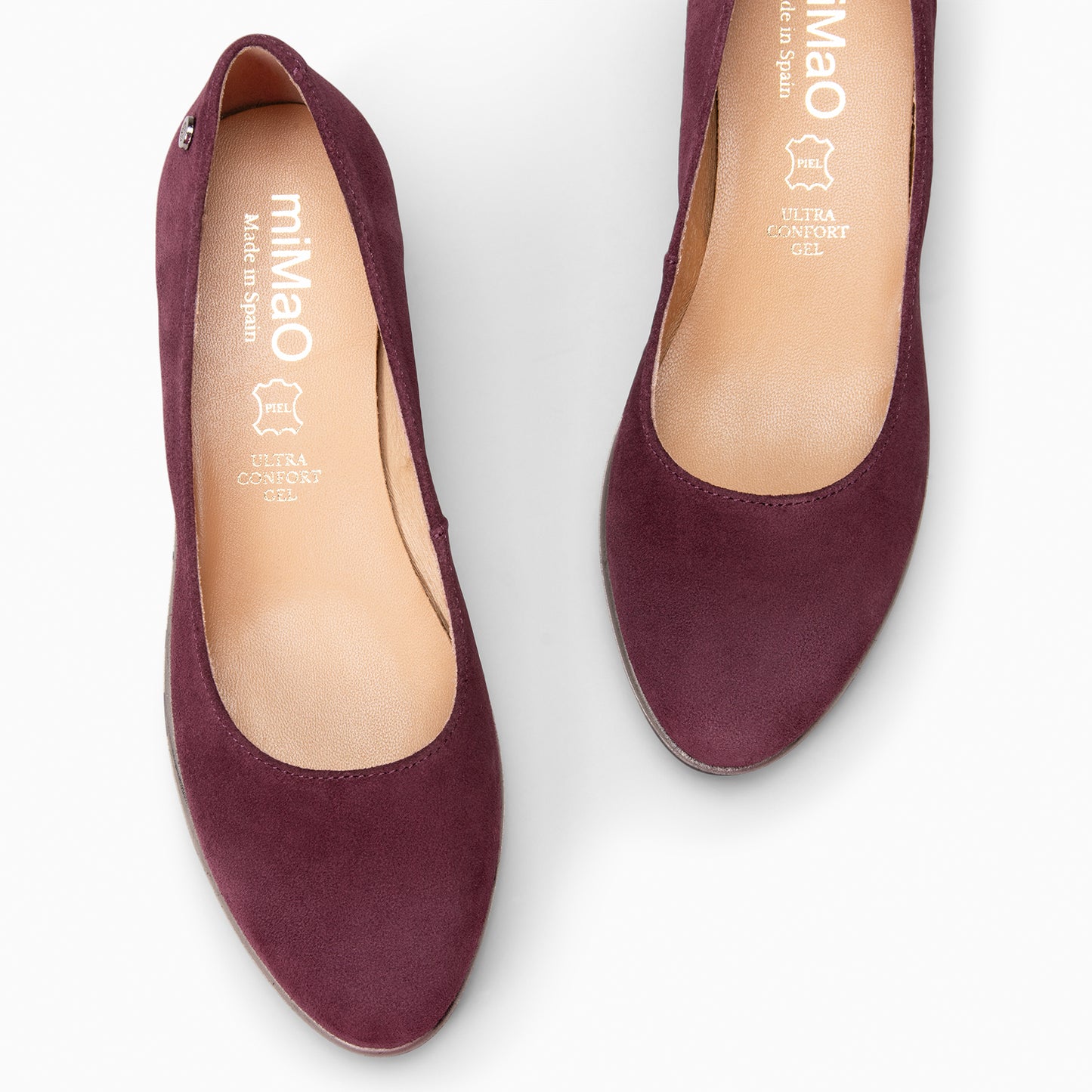 IRIS - Bailarina con cuña de piel de serraje  BURDEOS