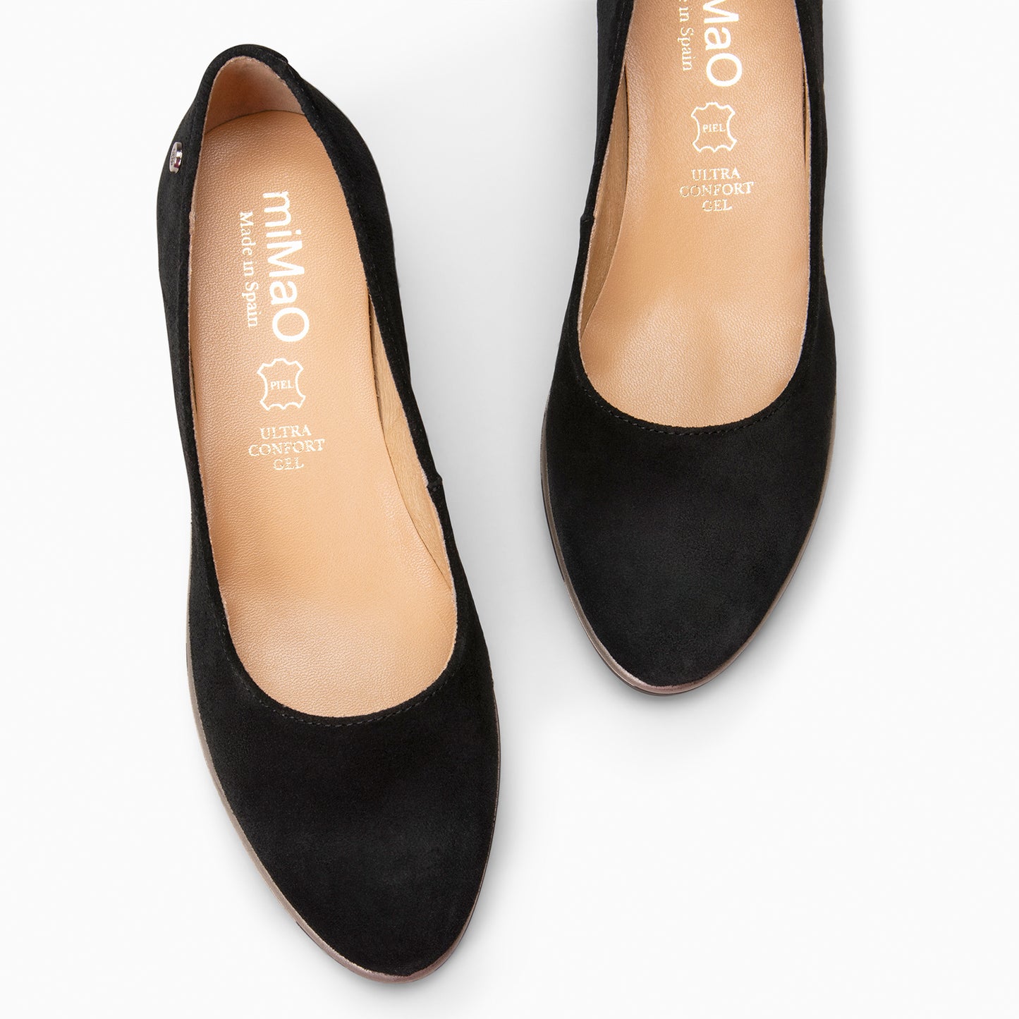 IRIS - Bailarina con cuña de piel de serraje  NEGRO