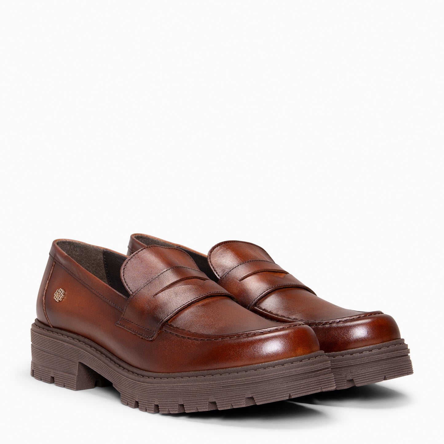 TRAVIS - Mocasin de piel de napa cepillada TABACO